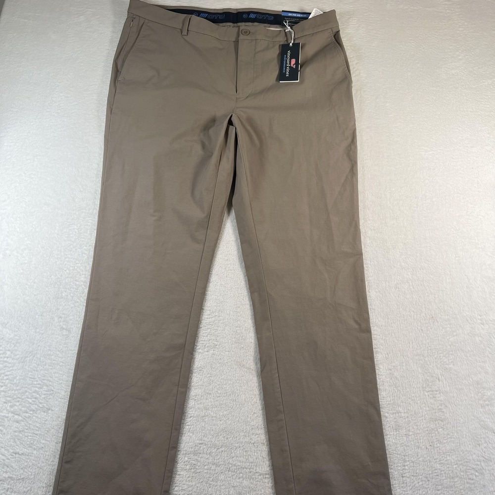 Vineyard Vines On The Go Performance Pants Mens 38x32 Beige Stretch Chino  Golfl